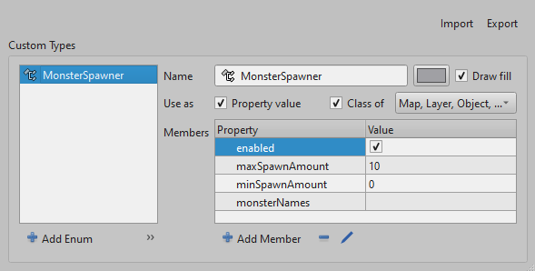 MonsterSpawner class in Tiled UI